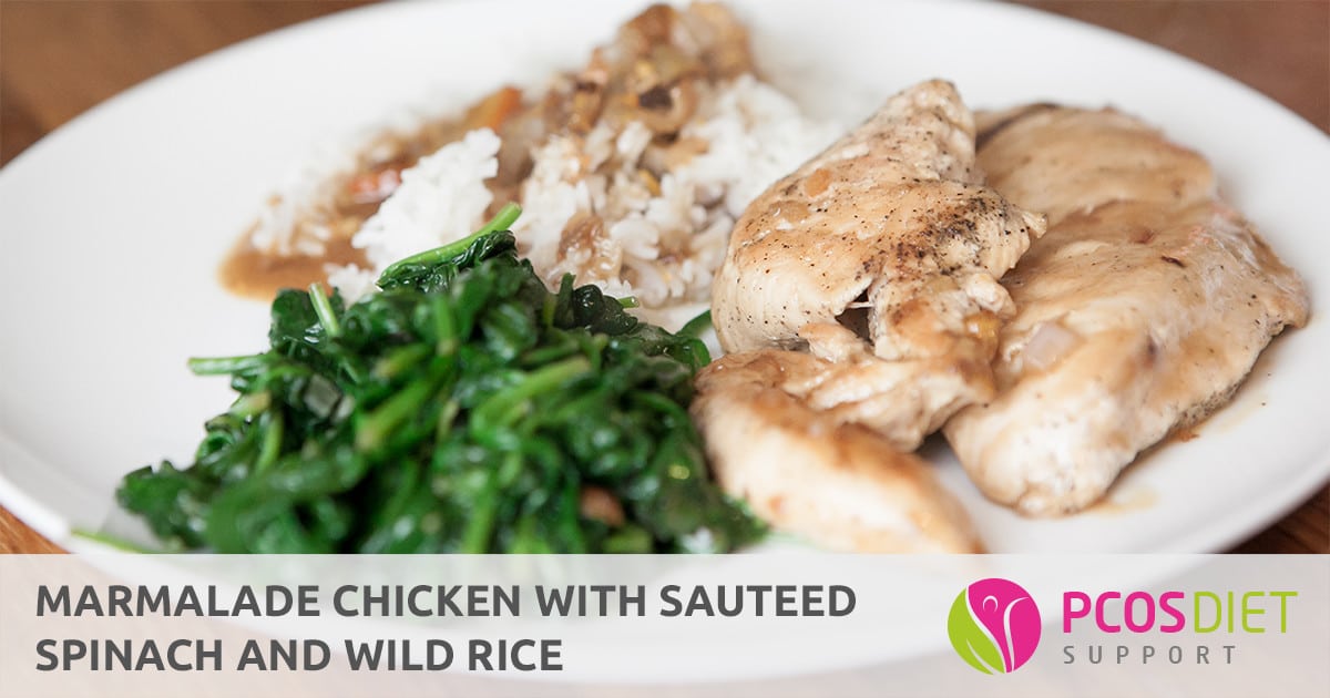 Marmalade Chicken With Sauteed Spinach and Wild Rice PCOS Recipe