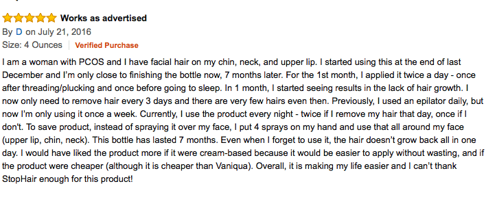 PCOS facial hair management stophair