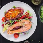 baked salmon and baked sweet potato