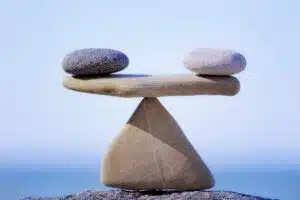 Rocks balanced to represent a balance scale